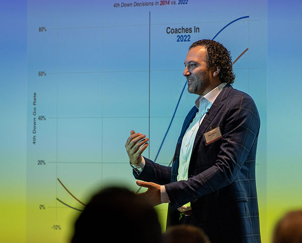 Keynote speaker discusses using and leveraging data in professional sports and how it applies to medicine.