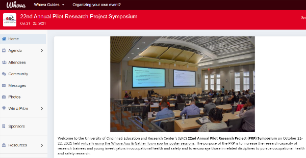 desktop version of the whova event app that hosted the symposium