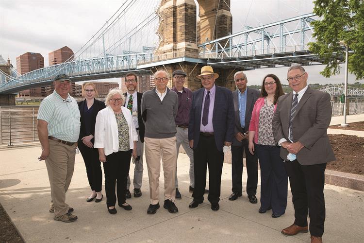 Group photo at Roebling Bridge