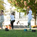 group of people doing yoga at blink