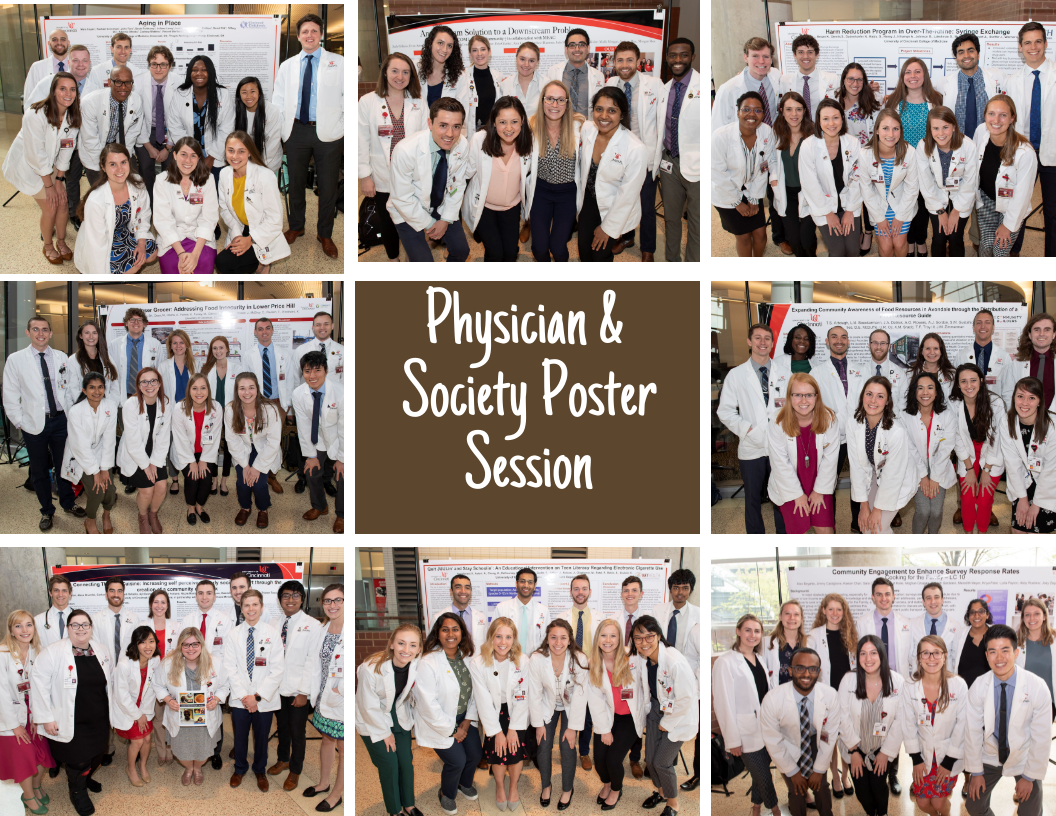 Photo collage of 2019 Physician and Society Student Poster Session