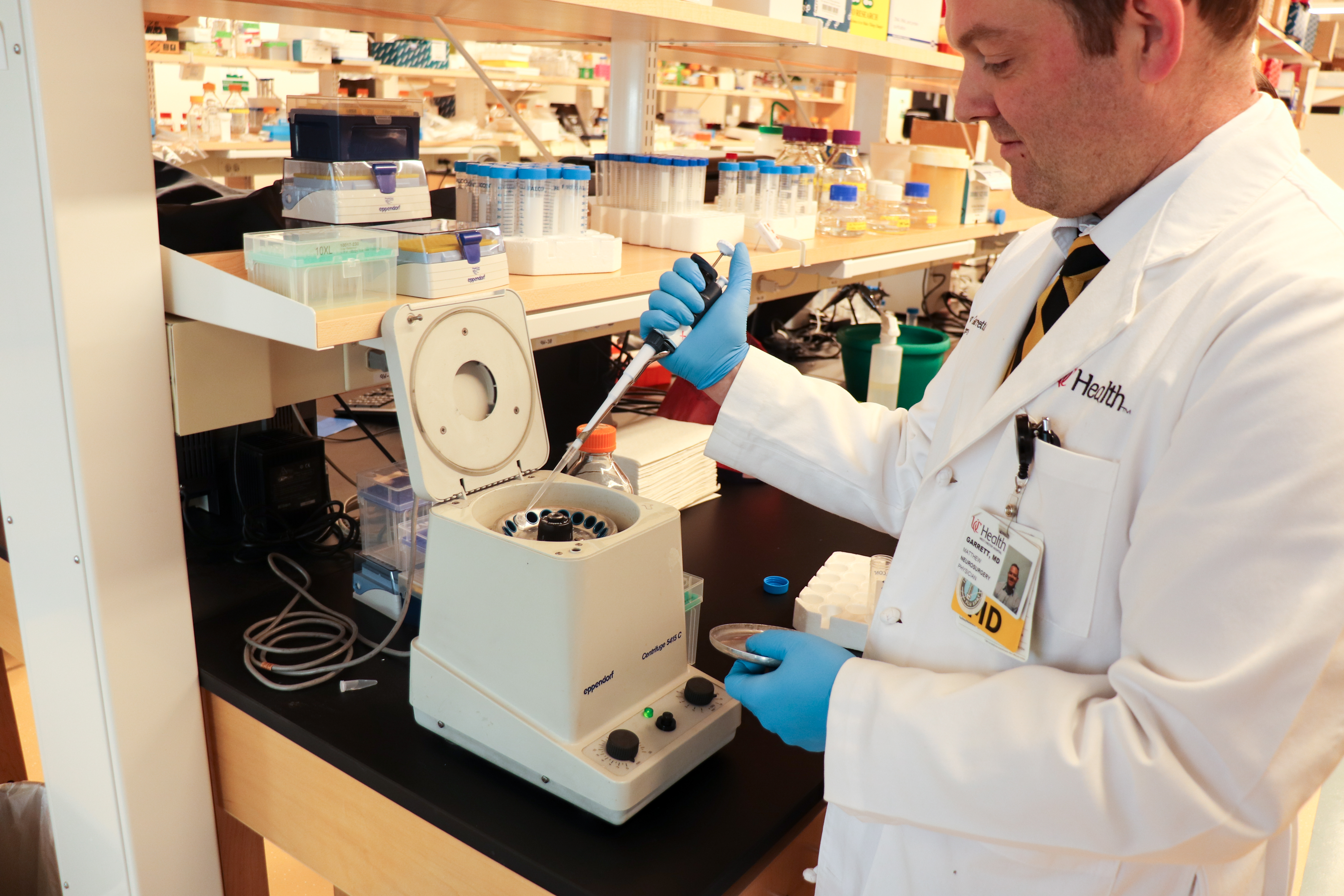 Dr. Matthew Garrett working in his laboratory
