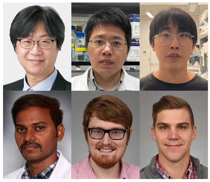 Photo of postdocs: Drs. Lee, Song, Yang, Talari, Parker, Glorius