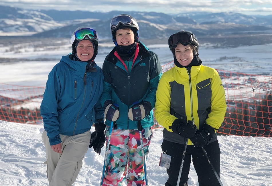 Residents on ski slope